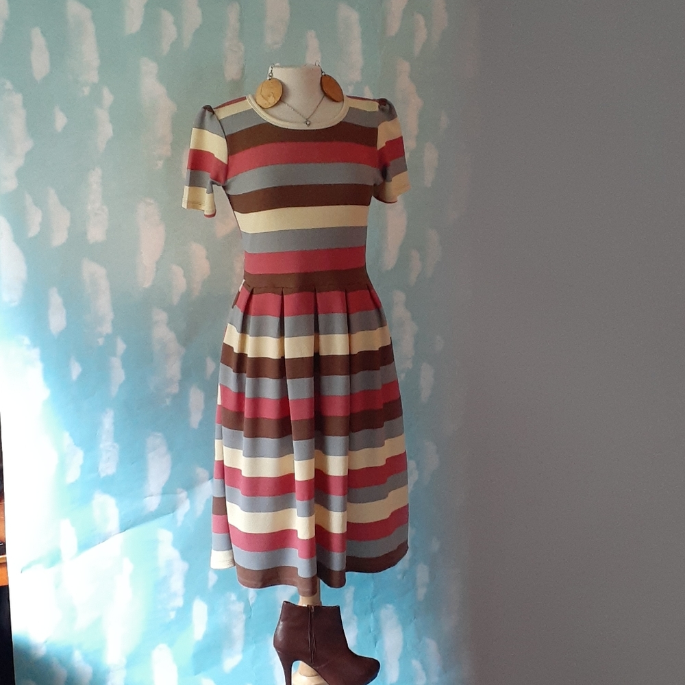 LuLaRoe Striped Amelia Midi Dress
